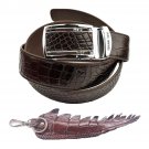 Genuine Real Belly Crocodile Alligator Skin Leather Men's Dark Brown Belt 35-48"