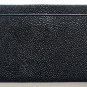 Genuine Real 1 Eye Stingray Skin Leather Trifold Clutch Black Wallet