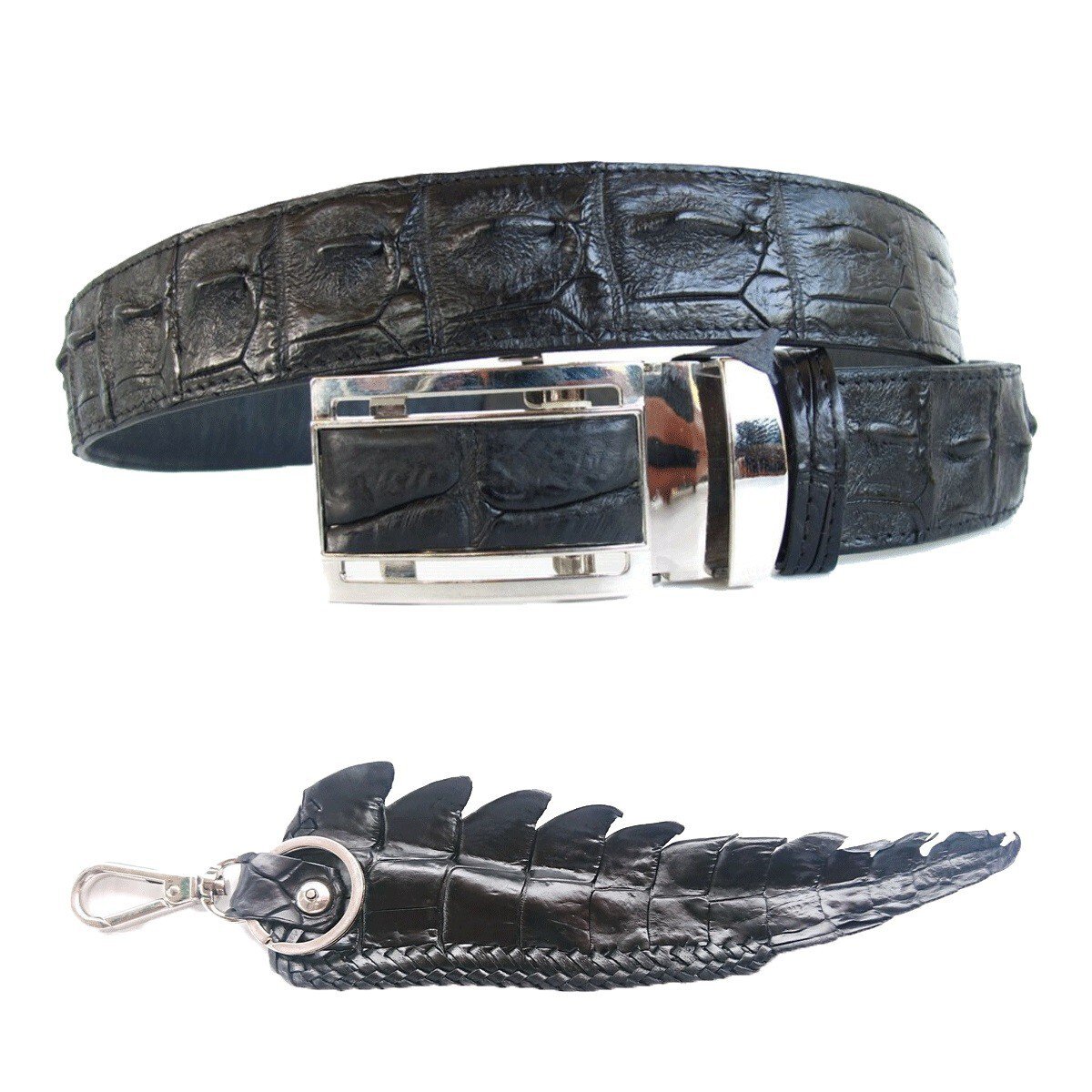 Genuine Real Backbone Crocodile Alligator Skin Leather Men's Black Belt 35-48"