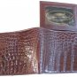 Genuine Real Belly Crocodile Alligator Skin Leather Man Bifold Dark Brown Wallet Exsootti