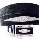 Genuine Real Stingray Skin Leather Men's Black Belt 35-48"