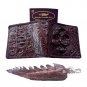 Genuine Real Horn back Crocodile Alligator Skin Leather Man Bifold Dark Brown Wallet Woven