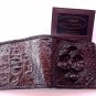 Genuine Real Horn back Crocodile Alligator Skin Leather Man Bifold Dark Brown Wallet Woven