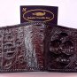 Genuine Real Horn back Crocodile Alligator Skin Leather Man Bifold Dark Brown Wallet Woven