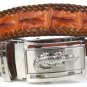 Genuine Real Backbone Crocodile Alligator Skin Leather Men's Golden Tan Belt Woven 35-48"