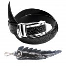 Genuine Real Belly Crocodile Alligator Skin Leather Men's Black Belt 35-48"