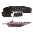 Genuine Real Double Backbone Crocodile Alligator Skin Leather Men's Dark Brown Belt 35-48"