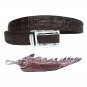 Genuine Real Double Backbone Crocodile Alligator Skin Leather Men's Dark Brown Belt 35-48"