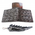 Genuine Real Back Bone Crocodile Alligator Skin Leather Man Bifold Black Wallet Exsootti