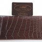 Genuine Real Belly Crocodile Alligator Skin Leather Checkbook Long Dark Brown Wallet