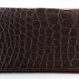 Genuine Real Belly Crocodile Alligator Skin Leather Checkbook Long Dark Brown Wallet
