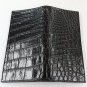 Genuine Real Belly Crocodile Alligator Skin Leather Checkbook Long Black Wallet