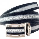 Genuine Real Skin Stingray Leather Men's Black Belt 35-48"