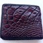 Genuine Real Belly Legs Crocodile Alligator Skin Leather Man Bifold Dark Brown Wallet Woven