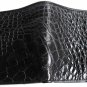 Genuine Real Bone Crocodile Alligator Skin Leather Man Bifold Black Wallet Exsootti