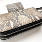 Genuine Real Snake Skin Leather Double Zip Around Clutch Long Natural Wallet