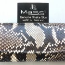 Genuine Real Snake Skin Leather Trifold Clutch Natural Wallet