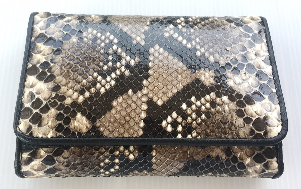 Genuine Real Snake Skin Leather Trifold Clutch Natural Wallet Purse