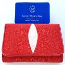 Genuine Real 1 Eye Stingray Skin Leather Trifold Clutch Red Wallet Purse
