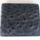 Genuine Real Ostrich Skin Leather Man Bifold Black Wallet