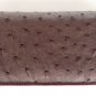 Genuine Real Ostrich Skin Leather Checkbook Travel Long Dark Brown Wallet