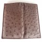Genuine Real Ostrich Skin Leather Checkbook Travel Long Dark Brown Wallet
