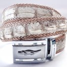 Genuine Real Backbone Crocodile Alligator Skin Leather Men's White Belt Woven 35-48"