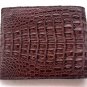 Genuine Real Head Crocodile Alligator Skin Leather Man Bifold Dark Brown Wallet River