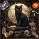 Esoteric Black Cat Tarot Tablecloth  Star Moon Waterproof Dining Table Decor