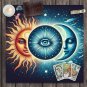 VIKAMA Sun & Moon Tarot Tablecloth – Black Floral Altar Cloth for Tarot Divination,