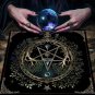 Pentagram Flowers & Moon Tree of Life Tarot Tablecloth &acirc;�� Pagan Starry Sky Altar Decor