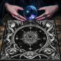 Pentagram Flowers & Moon Tree of Life Tarot Tablecloth &acirc;�� Pagan Starry Sky Altar Decor