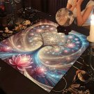 VIKAMA Floral Heart Tarot Tablecloth – Square Altar Cloth
