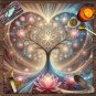 VIKAMA Floral Heart Tarot Tablecloth – Square Altar Cloth