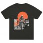 Retro Biker Collage Art Tee Vintage Motorcycle Unisex Oversized Black T-Shirt