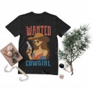 Unisex T-shirt Wanted Cowgirl Design Vintage Variation XS - 2XL Black Tees