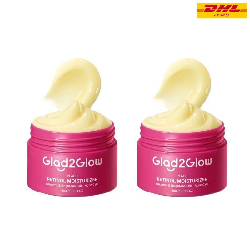 2X Glad2Glow Peach Retinol Moisturizer Smooth Brightens Skin Acne Care