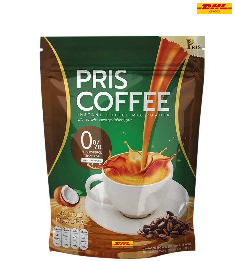 10 Sachets/Pack (150g) Pris Coffee Coconut Arabica Rich Smooth No Sug