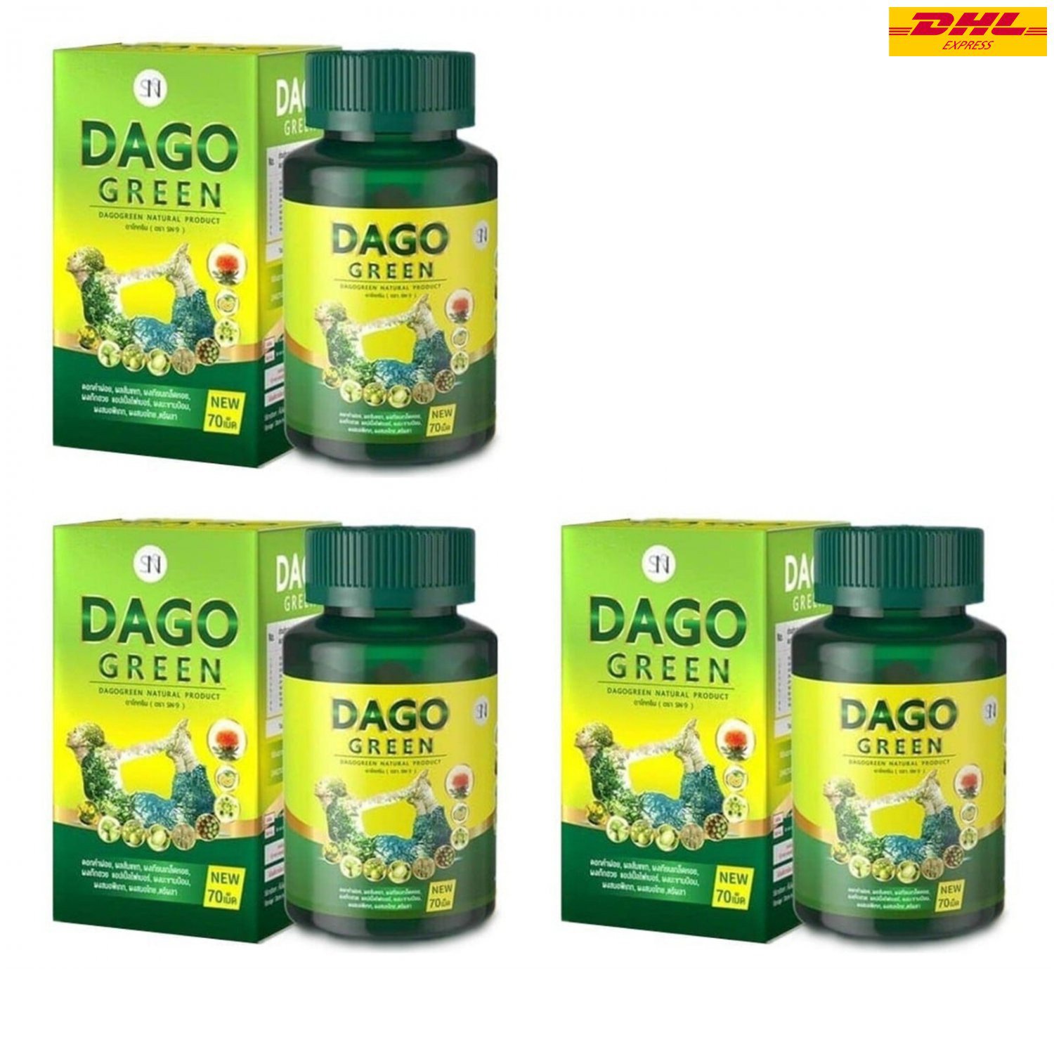 3x Dago Green Herbal Detox Belly Colon Cleanser Diet Slimming Weight