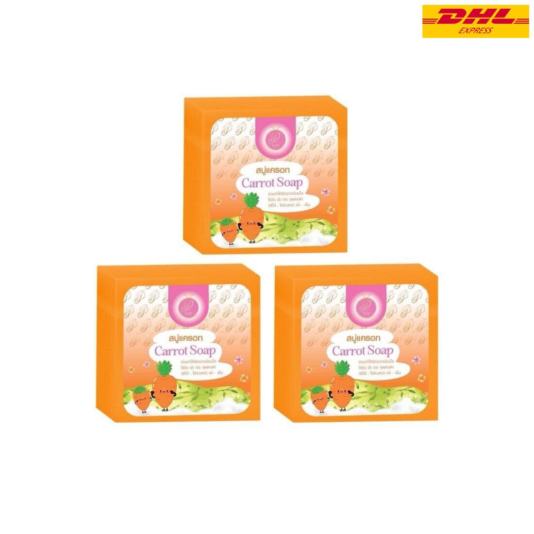 3x Praewa Carrot Soap Bar Skin Brigtening Reduce Dark Spots Face B