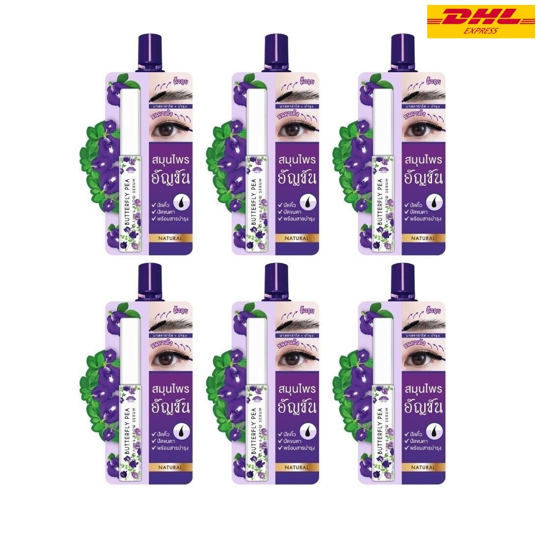 6x Meiji Butterfly Pea Lash & Brow Hair Serum for Longer Eyela