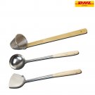 Master Chef Wok Spatula Ladle Skimmer Set Cooking Utensils Wood Handl