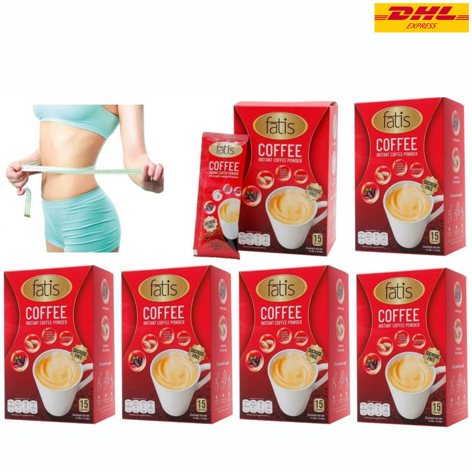 6x Fatis Coffee Weight Control Slimming Low Caffeine Sugar Free Good