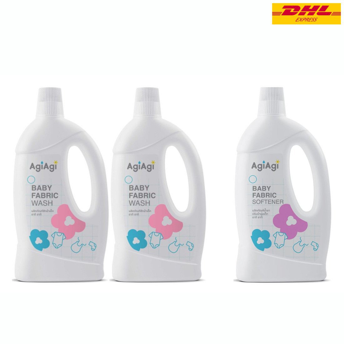 AgiAgi Baby Fabric Wash x2 Softener x1 Kids Clothes Laundry Detergent