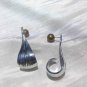 Three-dimensional brushed silver needle earrings