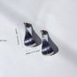 Three-dimensional brushed silver needle earrings
