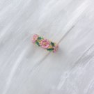 Vintage enamel camellia flower ring