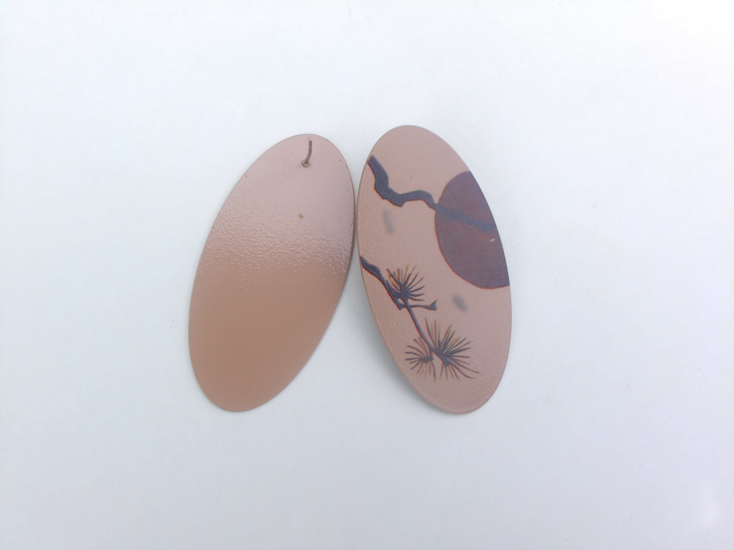 Handpainted pine moon earrings