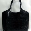 NEIMAN MARCUS Tote BLACK CROC DESIGN Lined HTF Purse Bag