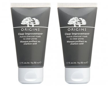 2x ORIGINS ~ CLEAR IMPROVEMENT Charcoal MASK for PORES ~ Lot of 2 x 1.7 (3.4 oz)